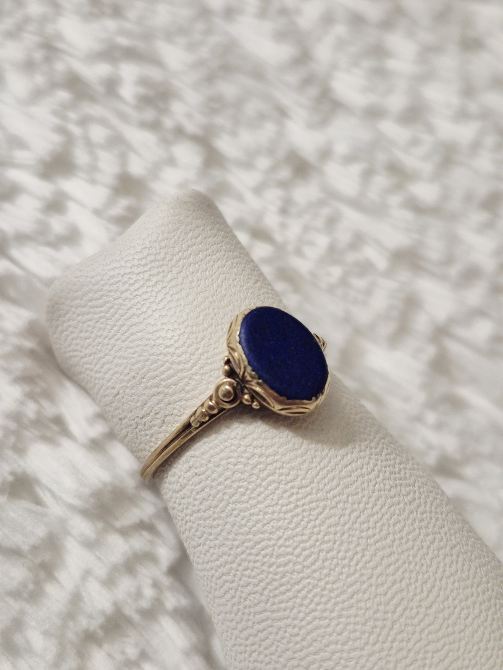 Victorian 14k Yellow Gold Oval Cut Lapis Lazuli Ring - Picture 5 of 14